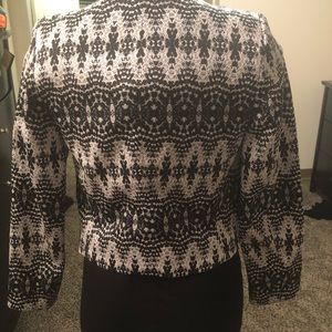 Zara black and white blazer with leather pockets